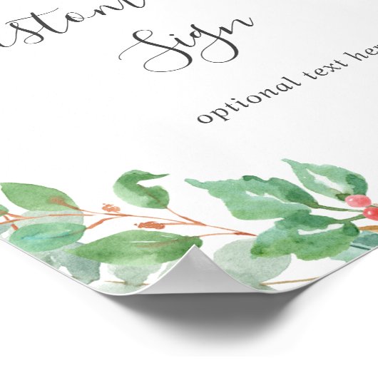 kerstgroen en Berry Wreated Custom Text Sign Poster (Hoek)