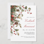 Kerstgroen en Bessen Cocktailparty Kaart (Voorkant)