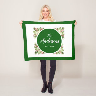 Kerstgroen en bessen familie fleece deken