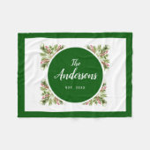 Kerstgroen en bessen familie fleece deken (Voorkant (Horizontaal))