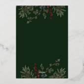 Kerstgroen en bessen Folie vakantie Kaart (Achterkant)