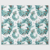 Kerstgroen en bessen moderne kerst cadeaupapier (Vlak)