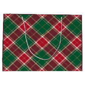 Kerstgroen en bordeauxrood geruit groot cadeauzakje (Achterkant)