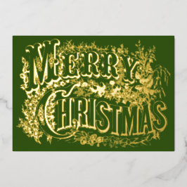  kerstgroen en goud folie feestdagenkaart