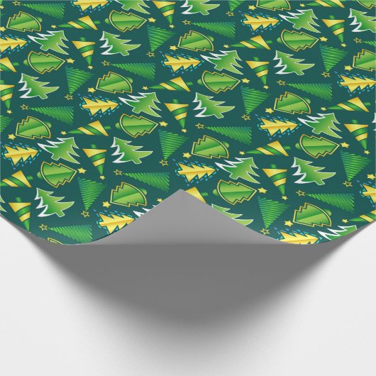 Kerstgroen en gouden boom cadeaupapier (Hoek)