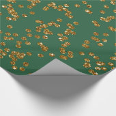 Kerstgroen en gouden faux Glitter Confetti Cadeaupapier (Hoek)