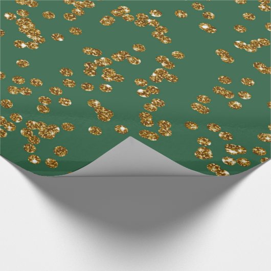 Kerstgroen en gouden faux Glitter Confetti Cadeaupapier (Hoek)