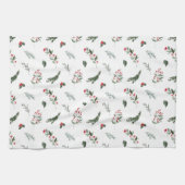 Kerstgroen en Holly Berries patroon Theedoek (Horizontaal)