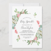 kerstgroen en rode Berry Baby Sprinkle Kaart (Voorkant)