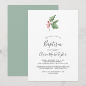 kerstgroen en rode Berry-baptisme Kaart (Voorkant / Achterkant)