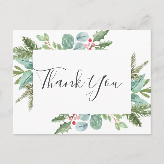 kerstgroen en rode Berry bedankt Briefkaart (Voorkant)