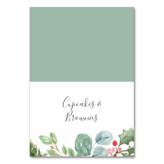 kerstgroen en rode Berry Buffet Food Labels Kaart (Voorkant)