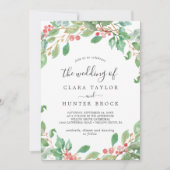 kerstgroen en rode Berry het huwelijk van Kaart (Voorkant)