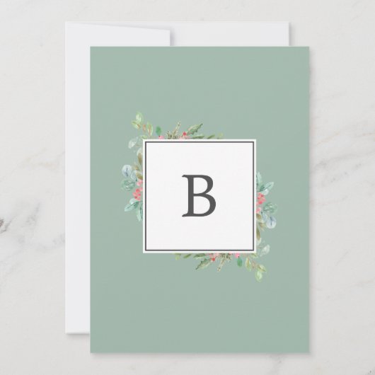 kerstgroen en rode Berry het huwelijk van Kaart (Achterkant)