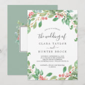 kerstgroen en rode Berry het huwelijk van Kaart (Voorkant / Achterkant)