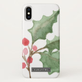 kerstgroen en rode Berry persoonlijke naam Case-Mate iPhone Case (Achterkant)
