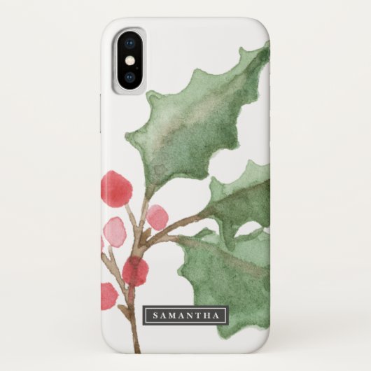 kerstgroen en rode Berry persoonlijke naam Case-Mate iPhone Case (Achterkant)