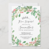 Kerstgroen en Rode Berry-verrassingsfeest Kaart (Voorkant)