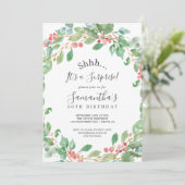 Kerstgroen en Rode Berry-verrassingsfeest Kaart (Staand voorkant)