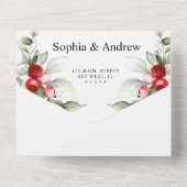 Kerstgroen en rode bessen all in one uitnodiging (Achterkant)