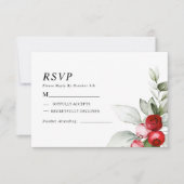 kerstgroen en rode bessen weduwschap RSVP Kaartje (Voorkant)