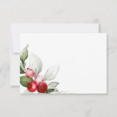 kerstgroen en rode bessen weduwschap RSVP Kaartje (Achterkant)