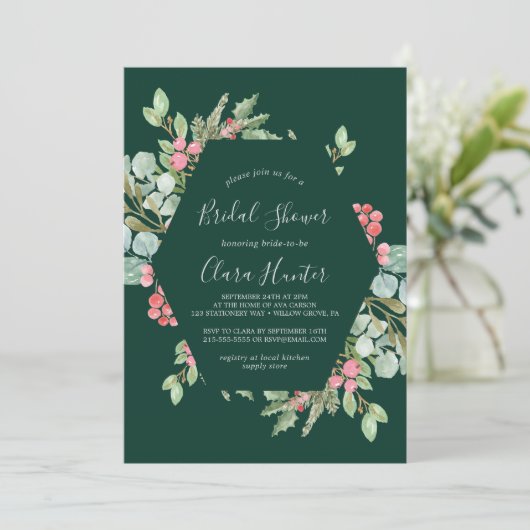 Kerstgroen en rood Berry groen Vrijgezellenfeest Kaart (Staand voorkant)