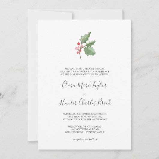 kerstgroen en rood-Berry-huwelijk Kaart (Voorkant)