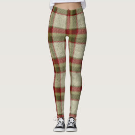 Kerstgroen en rood geruit breipatroon leggings