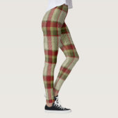 Kerstgroen en rood geruit breipatroon leggings (Rechts)