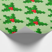 Kerstgroen en rood holly Thunder_Cove Cadeaupapier (Hoek)