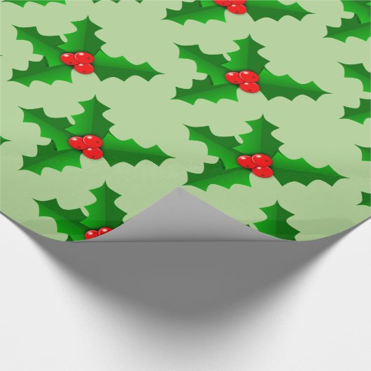 Kerstgroen en rood holly Thunder_Cove Cadeaupapier (Hoek)