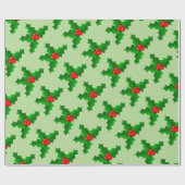 Kerstgroen en rood holly Thunder_Cove Cadeaupapier (Vlak)