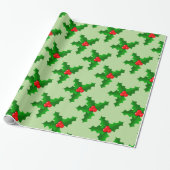 Kerstgroen en rood holly Thunder_Cove Cadeaupapier (Uitgerold)