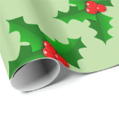 Kerstgroen en rood holly Thunder_Cove Cadeaupapier (Rol Hoek)