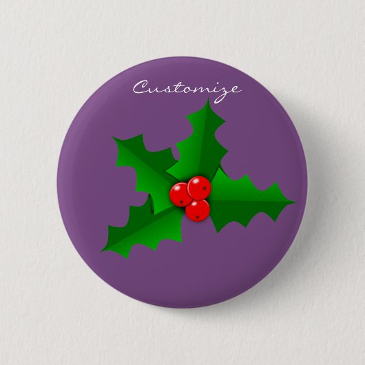 Kerstgroen en rood holly Thunder_Cove Ronde Button 5,7 Cm (Voorkant)