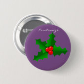 Kerstgroen en rood holly Thunder_Cove Ronde Button 5,7 Cm (Voorkant /achterkant)