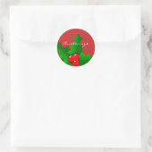 Kerstgroen en rood holly Thunder_Cove Ronde Sticker (Tas)