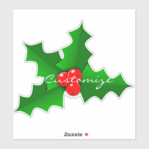 Kerstgroen en rood holly Thunder_Cove Sticker