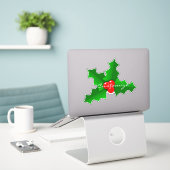 Kerstgroen en rood holly Thunder_Cove Sticker (Laptop op bureau)