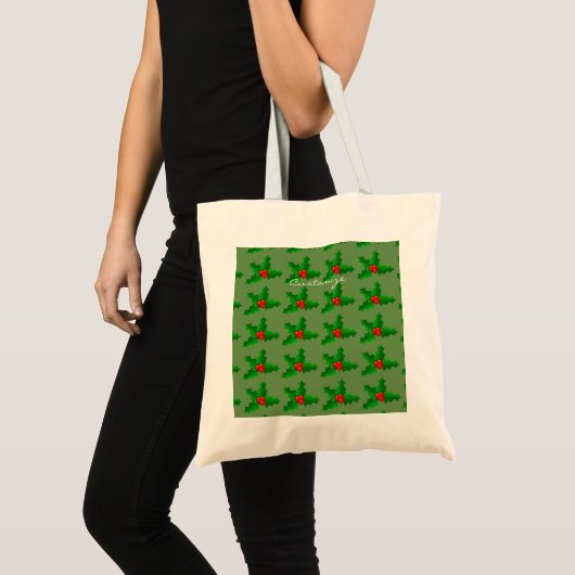 Kerstgroen en rood holly Thunder_Cove Tote Bag (Voorkant (product))