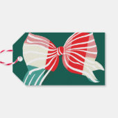 Kerstgroen en rood kariert, vastgemaakt met strik, cadeaulabel (Achterkant Horizontaal)