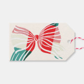 Kerstgroen en rood kariert, vastgemaakt met strik, cadeaulabel (Voorkant (Horizontaal))