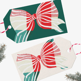 Kerstgroen en rood karobeklint met strik Holiday Cadeaulabel