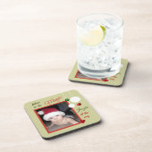 Kerstgroen en rood met foto's en bubbels bier onderzetter (Rechterzijde)