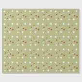 Kerstgroen en rood met sterren cadeaupapier (Vlak)