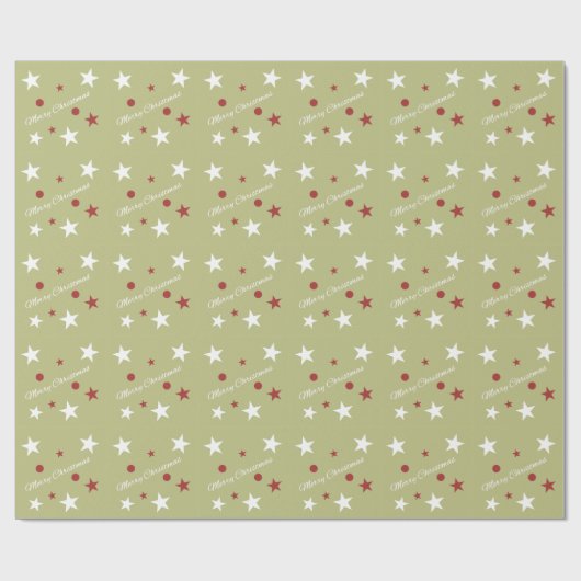 Kerstgroen en rood met sterren cadeaupapier (Vlak)
