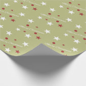 Kerstgroen en rood met sterren cadeaupapier (Hoek)