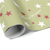 Kerstgroen en rood met sterren cadeaupapier (Rol Hoek)