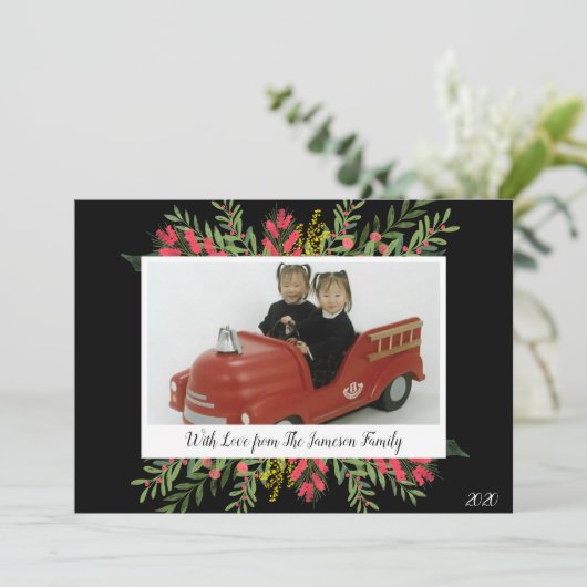 kerstgroen en vloerse feestdag Kaart (Staand voorkant)